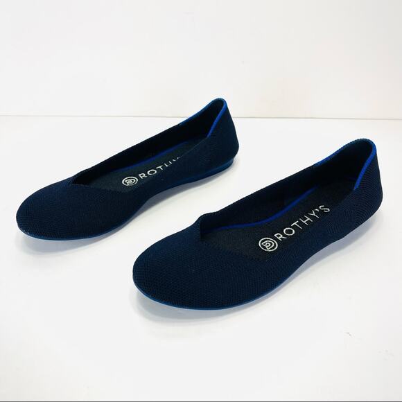 Rothy's Ballet Flats Size 6 Blue Knit Eco-Friendly Sustainable Vegan Round-Toe - Picture 2 of 16